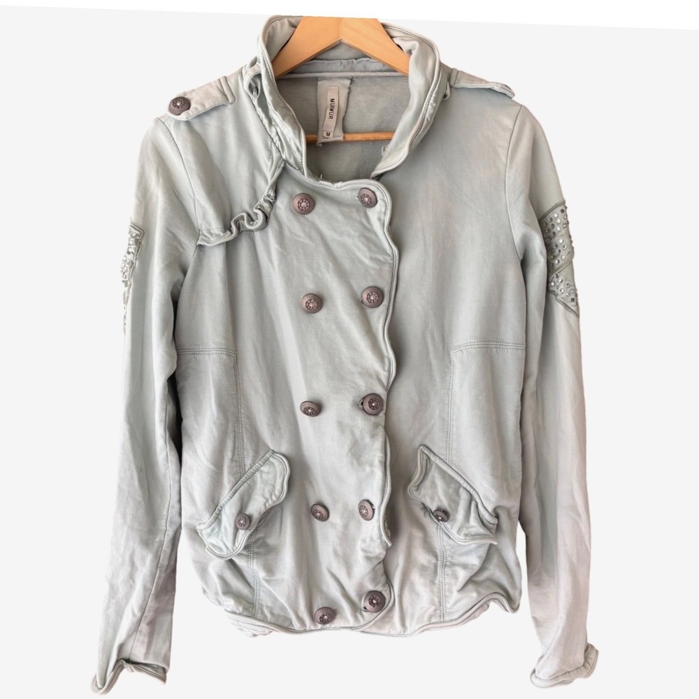 Mur mur Light Green Double Breasted Rhinestone‎ Embellished Jacket Women's M